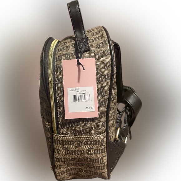 JUICY COUTURE NWT Taupe Brown Gold-Tone Hardware Glam Backpack Purse Bag - Picture 3 of 7